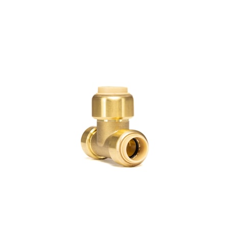 Quickfitting 3/8in Push-to-Connect x 3/8in Push-to-Connect x 1/2in Push-to-Connect Brass Reducing Tee Fitting LF8024R